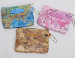 10PCS 3D Printing PU Mini World Map Coin Purse Pouch Women Men Casual Zipper Card Dollar Change Bag Case