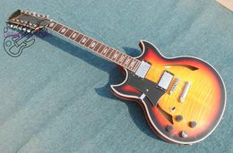 new Custom Shop 12 strings Honey Burst Flame Left Handed Electric Guitar Free Shipping
