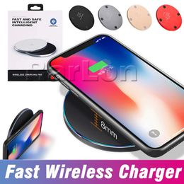 New Design Fast Wireless Charger Aluminum Alloy Wireless Charging Pad With USB Cable For iphone X 8 Samsung Galaxy S9 S8 plus Note goophone