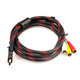 Freeshipping 1.5M HD-MI-Male to 3 RCA(Red+Yellow+White) Video Audio AV Cable Cord Adapter for Home Digital High-definition TV