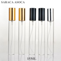 15ml Clear Glass Spray Bottle Anodized Aluminium Nozzle Perfume Cosmetic Refillable Bottle Gold Silver Black 100pcs/lot