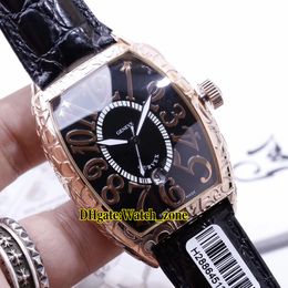 3 Color Men's Collection Cintree Curvex Black Dial Automatic Mens Watch Rose Gold Cracked Case Leather Strap Gents Sport Cheap New Watches