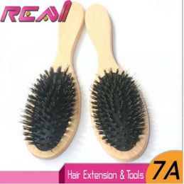1 piece Boar Bristle Hair Brush, Varnish Bristle Hair Extensions Brush Comb for Micro Ring