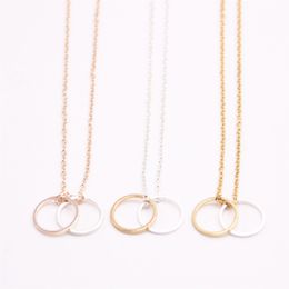 2018 Geometric figure Pendant necklace two hollow out circle plated necklace the best gift to women