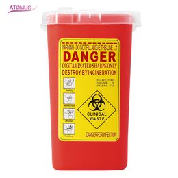 1L Capacity Sharps Container Medical Needles Bin Biohazard Tattoo Piercing Needles Disposal Collect Box Tattoo Artist Waste Box