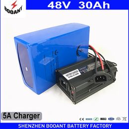 Free shipping E-Scooter Lithium ion battery 48V 30Ah for Bafang 1200W Motor Electric bike Battery 48V for 26650 cell +5A Charger