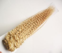 Mongolian Kinky Curly Hair Weave Bundles 100g 1 piece 100% Remy Human Hair Extension 613 Blonde Hair Weave Bundles