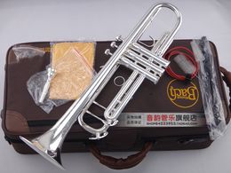 Professional Musical Instruments LT180S-90 Bb Trumpet Brass Silver Plated Exquisite Hand Carved B Flat Trumpet With Mouthpiece