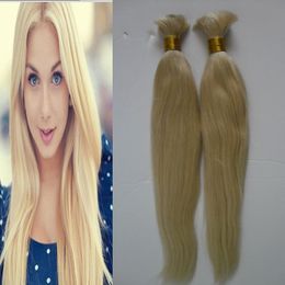 200g Pearl Pre-Colored Brazilian Straight Human Hair Bulk For Braiding 2 Bundle 613 Bleach Blonde Bulk Hair Braids Hair Extension Deal