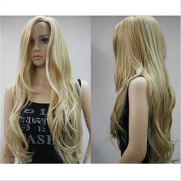 Ly & CS cheap sale dance party cosplays>>>Sexy Blonde Long Wavy Synthetic Heat Resistant Cosplay Full Wig Wigs for Women