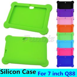 Kids carton Soft Silicone Silicon Case Protective Cover Rubber with handle For 7 inch Q88 A33 kid Tablet pc 50pcs