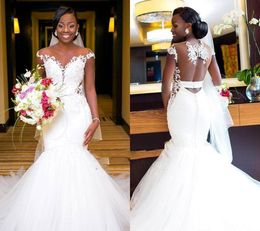 Mermaid Nigerian Backless Wedding Dresses 2019 South African Black Girls Garden Country Church Bride Bridal Gowns Custom Made Plus Size