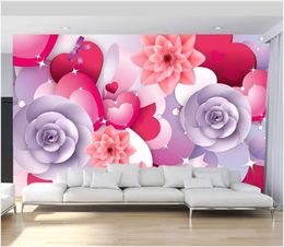 Wholesale-3D photo wallpaper custom 3d wall murals wallpaper Beautiful romantic flower open rich girl room wedding room flower mural