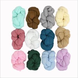 Baby Blankets Stretch Knitted Wrap Photography Props Newborn Solid Swaddling Soft Nursery Bedding Sleepsacks Scarves Wrapping 0--1Y B5786