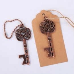 Creative Ancient Heart Key Chain Mini Keychain Beer Bottle Opener Card Packing Wedding Favour Party Gift