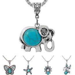 New DJ0158 Beauty starfish butterfly elephant turquoises peacock necklace 50cm fit DIY 18MM snap buttons jewelry wholesale