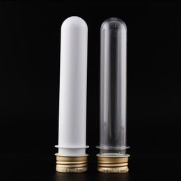 45ml PET tube with Aluminium cap white clear plastic cosmetic tube bottle for mask bath salt or data cable case in retail sales