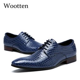 plus size men dress shoes adult crocodile pointed toe wedding fashion office elegant business formal shoes men #1779