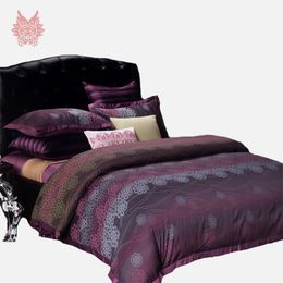 discount home decorating bedding king european tribute silk bedding sets floral jacquard bedsheet duvet cover pillowcase