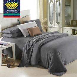 Wholesale-Wholesale Dark Grey Pure Solid Bedding King Queen Twin Size Male Quilt Cover Sets Bed Sheets Set Pillowcases dark