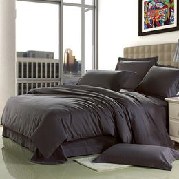 Brief Home Textile 100% cotton Sanding dark grey Solid wedding bedding set Europe designer 4pcs bed sheet duvet cover