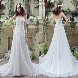 Beach Wedding Dresses Chiffon Lace Strapless Canada Best Selling
