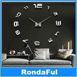 3d diy number home decor wall clock modern design decorative wall designer clocks silver art watches home decor