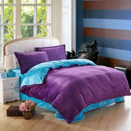 2015 Solid Larry Flannel Denim Bedding Set Thick Warm Winter Must-bedroom S Duvet Cover Quilt Bed Sheet No Comforter