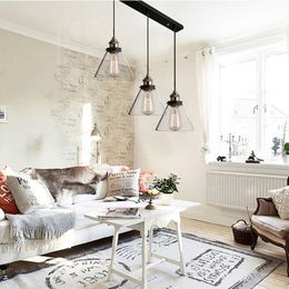 retro vintage pendant lights clear glass lamshade loft pendant lamps e27 85 265v for dinning room home decoration lighting