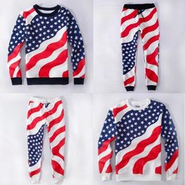 New Quality Unisex Men Women American Flag Sweatpants Sports Running Cotton USA Flag Pajamas Joggers outfit E1051 usa flag outfit promotion
