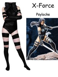 online shopping Black X Force Psylocke Costume Shiny Metallic Zentai X men Female Women Halloween Party