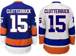 Men's Women's Youth New York Islanders #15 Cal Clutterbuck Jersey Team Royal Blue Road White Color Clutterbuck Hockey Jerseys Stitched Logos cheap clutterbuck jersey from clutterbuck jersey suppliers