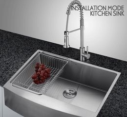 high standard 7pcs set brushed stainless steel singel bowl undermount sink with faucet kitchen sink free shipping - Kitchen Sink And Faucet Sets high standard 7pcs set brushed stainless steel singel bowl undermount sink with faucet kitchen sink free shipping - Kitchen Sink And Faucet Sets