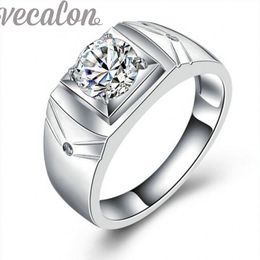 vecalon classic wedding band ring for men ct cz diamond sterling silver male engagement finger ring - Male Wedding Rings vecalon classic wedding band ring for men ct cz diamond sterling silver male engagement finger ring - Male Wedding Rings