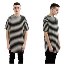 2017 long shirts for men swag Fashion ROYEW striped t shirts for men tyga hip hop