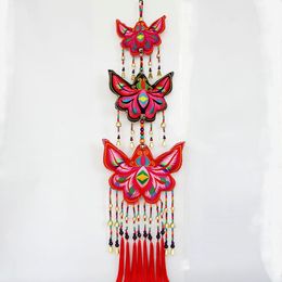 wall tapestry home decoration accessories moroccan decor embroidered butterly cotton wall hanging pendant with tassels bells