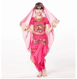 2017 bollywood costume child Children Indian Dance 5,piece Set Costume Top, Belt,