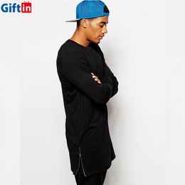 Wholesale,2016 Extended Length Long Sleeve Men Sweatshirt Solid Zipper Side Style Homme Swag High Street Hip Hop Outfit Plus Size swag outfits for sale