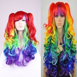 dhl cos anime cosplay wigs clip colored wigs 80cm multi color synthetic hair wig party stage cosplay christmas halloween costume cheap wigs - Colored Wig dhl cos anime cosplay wigs clip colored wigs 80cm multi color synthetic hair wig party stage cosplay christmas halloween costume cheap wigs - Colored Wig