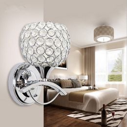 Modern Style Bedside Wall Lamp Bedroom Stair Lighting Crystal Wall Lights E27 LED Bulb Silver Gold Led Lamp For Bedroom Decor