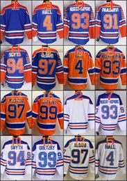 online shopping Stitched Edmonton Oiler Connor McDavid Wayne Gretzk Blank HALL PAAJAR Blue Orange White Ice Hockey Jerseys Ice Mix Order