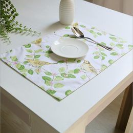 beautiful bird flower printing pattern cotton linen placemats for kitchen washable dining table mats non slip heat insulation placemat - Kitchen Table Mats beautiful bird flower printing pattern cotton linen placemats for kitchen washable dining table mats non slip heat insulation placemat - Kitchen Table Mats