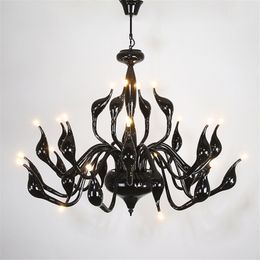 9 12 15 18 24 heads Swan Pendant Light Swan Chandeliers Lighting Fixtures Black White Red Silver Gold Modern