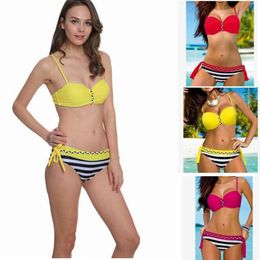 le donne spinge verso lalto linsieme del bikini swimwear brasiliano sexy costume da bagno moda costume da bagno a righe beachwear biquini top kka1485