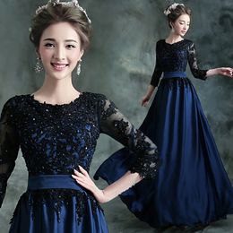 online shopping Half Sleeve Vestido Festa Longo Cheap Lace Long Sleeve Blue Black Evening Dresses New Arrival Formal Dress Evening Gowns