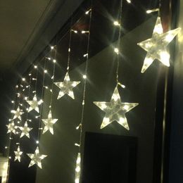 Wholesale-3M LED Christmas Lights Outdoor Window Curtain Lighting Indoor Fairy Lights Wedding Decoration Garland 220V EU 12 Stars Flasher
