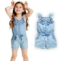 wish clothes romper clothing shopping ruffle babies summer baby denim bows bodysuits jumpsuit fly jeans sleeve piece children