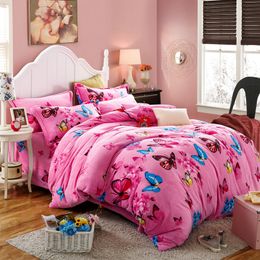 Discount pink butterfly duvet cover Wholesale- Flannel Winter Thick Duvet cover sets pink Butterfly Full