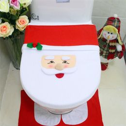 Christmas Toilet Seat Covers Santa Claus Snowman Elk Cover Rug Bathroom Tank Sets