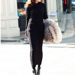 black wool maxi dress